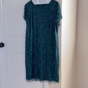 Adrianna Papell Sequined Dress, size 14W, Forest/Emerald Green